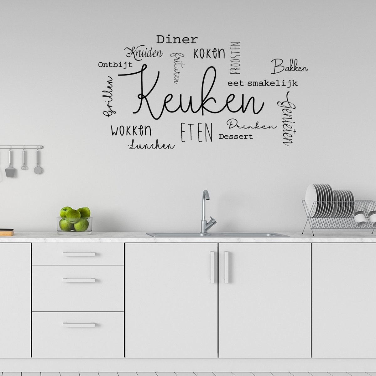 Keuken Muursticker Met keuken teksten  | Muurstickers keuken 60x35cm